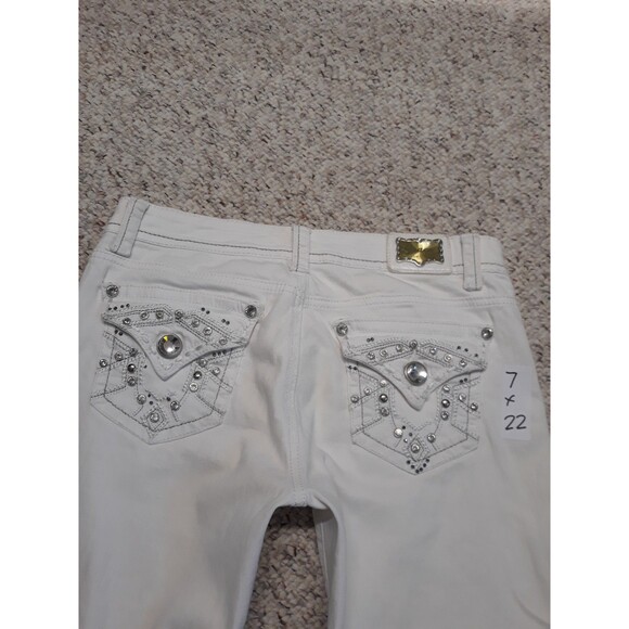 7/27 Grace In La Low Rise Embellished White Bling Capris - Picture 1 of 5
